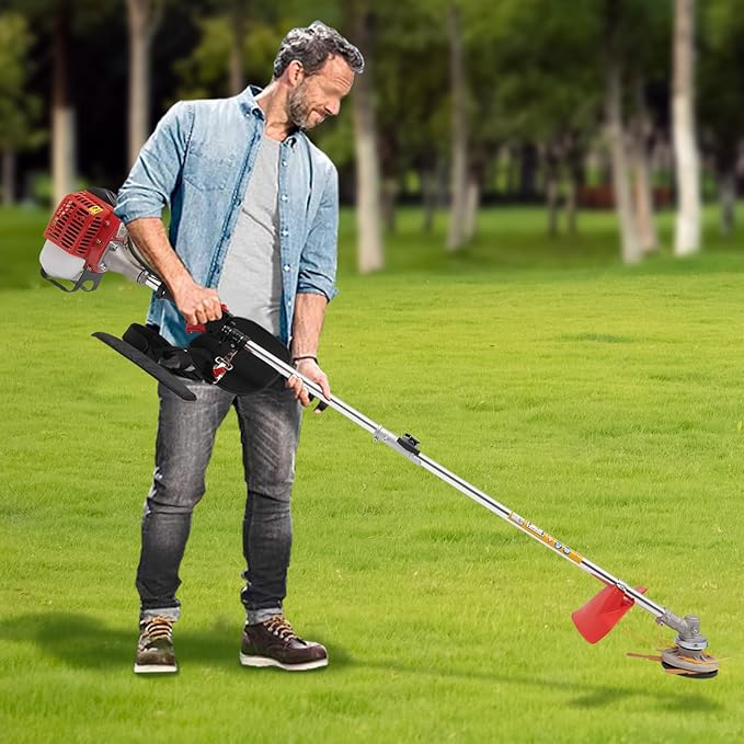 Weed Wacker Gas Powered, 26cc 2-Stroke Cordless Grass String Trimmer Lawn Edger, Weed Eater Brush Cutter with Shoulder Strap, Grass Trimmer Tools for Garden and Yard
