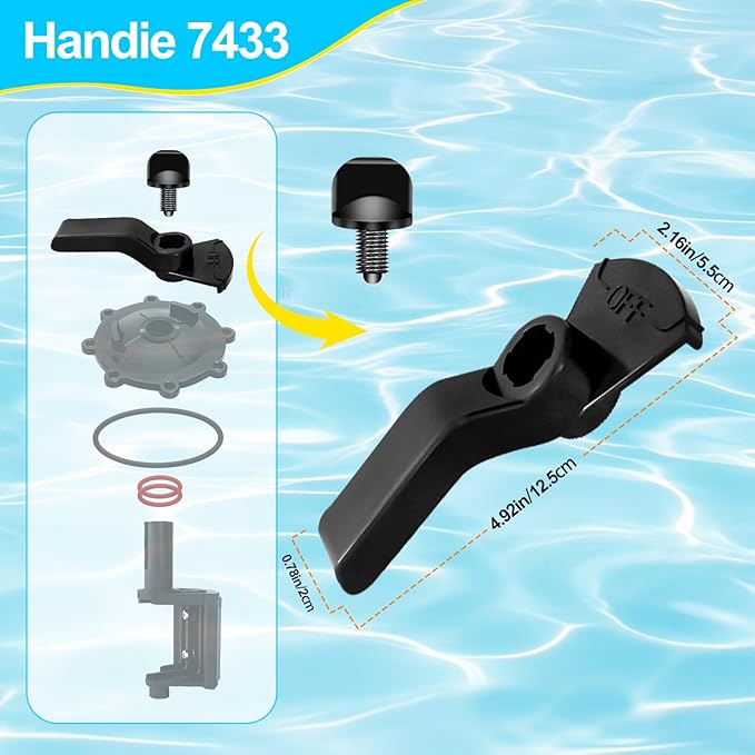 2-Port/3-Port Pool Valve Rebuild Kit Compatible with Jandy 2-way/3-way 4715, 4716, Valve and Gray Includes Handle 7433, Knob 4603, Valve Cover 4606, Diverter Valve 4720 (Pack of 1)
