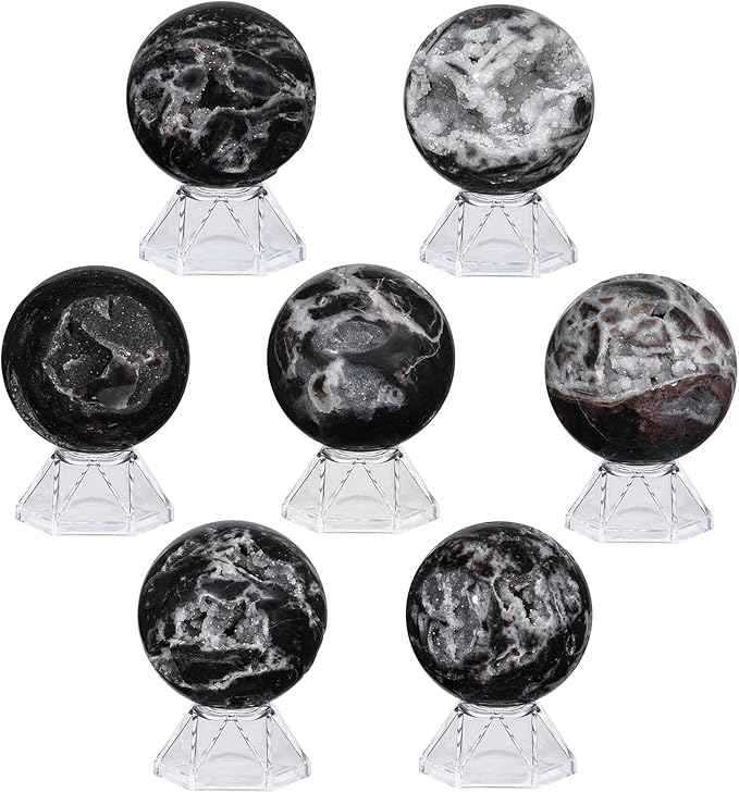 Natural Sphalerite Crystal Ball with Acrylic Display Base, 51-60mm Polished Stone Feng Shui Crystal Sphere Meditation Decoration for Home & Office