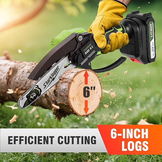 Mini Chainsaw, 6-inch Cordless Electric Mini Chainsaw, Portable Handheld Chain Saw for Tree Pruning Shearsand Garden Maintenance, Best Father's Day Gift for Men Dad Husband(Green)