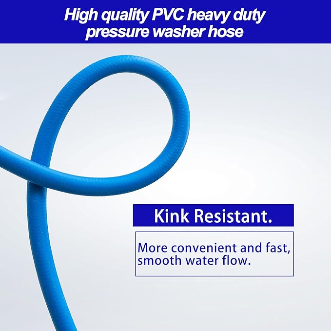 Upgrade Pressure Washer Hose – 1/4" X 50 FT Power Washer Extension Hose – Kink & Wear Resistant High Pressure Hose for Replacement – Compatible with M22 Fittings Stainless Steel– 3600PSI
