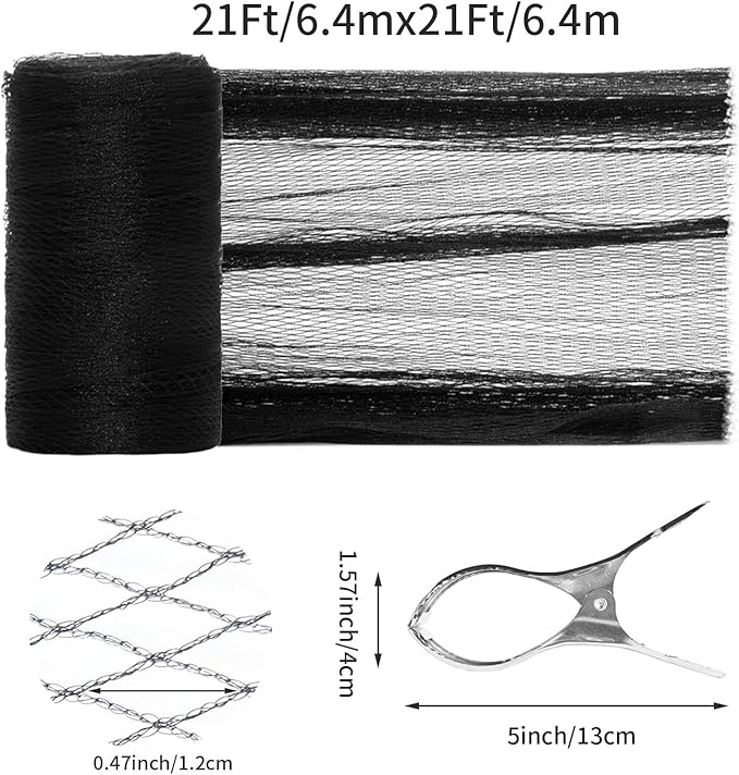 21 Feet Round Pool Leaf Net Cover - Pool Net Cover with 12 Pcs Swimming Pool Cover Clips - Leaf Net for 18FT Above Ground Pools