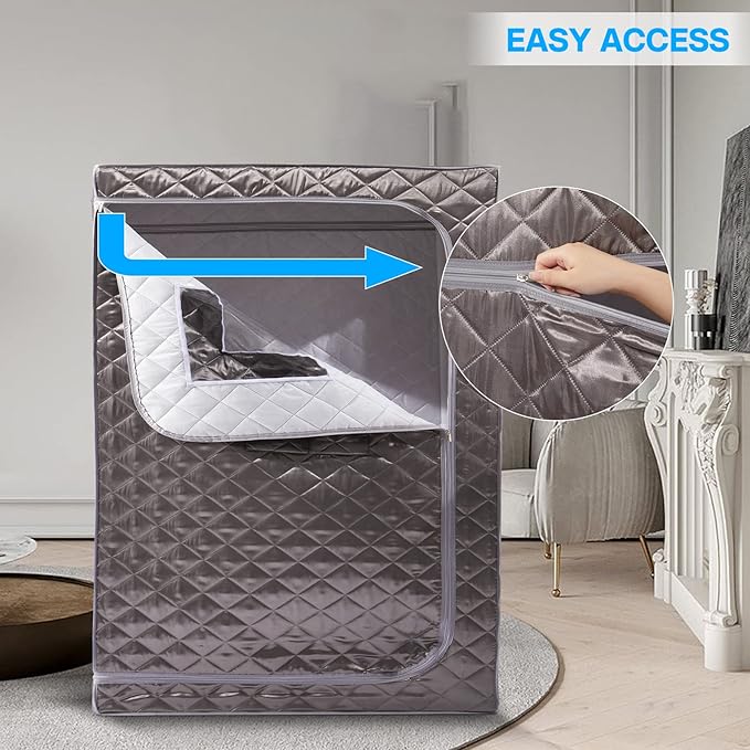 Smartmak Full Size Steam Sauna Tent, Portable Whole Body Home Spa Room, 1 or Two Person Large Space, Steamer NOT Included (47.28" x 35.46" x 63" Darkgrey)