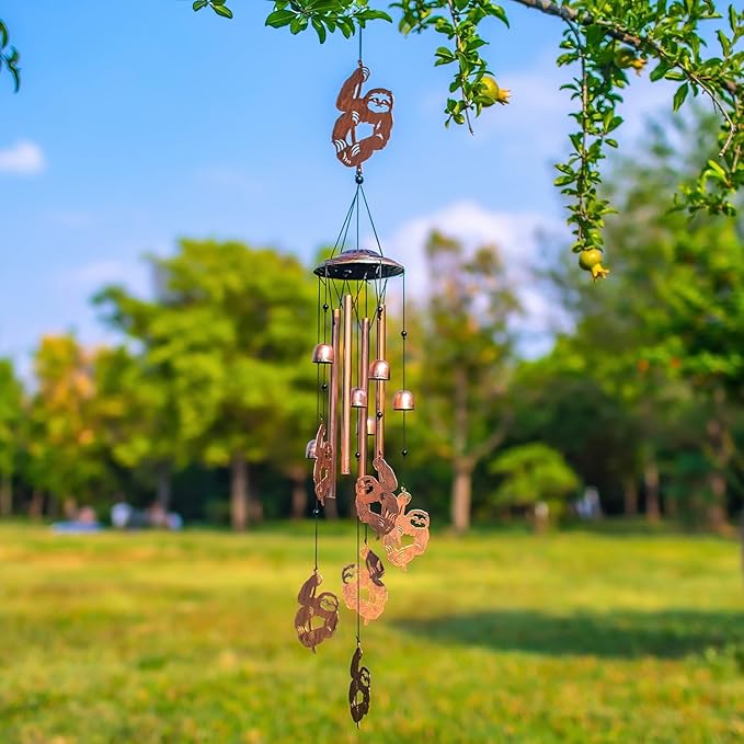 Sloth Wind Chimes Outdoor Sloth Gifts for Women/Men/Mom/Wife/Grandma Birthday Gifts Memorial Gift Metal WindChimes for Outside/Indoors, Lawn, Patio, Home, Porch, Yard Decor, Garden Decorations