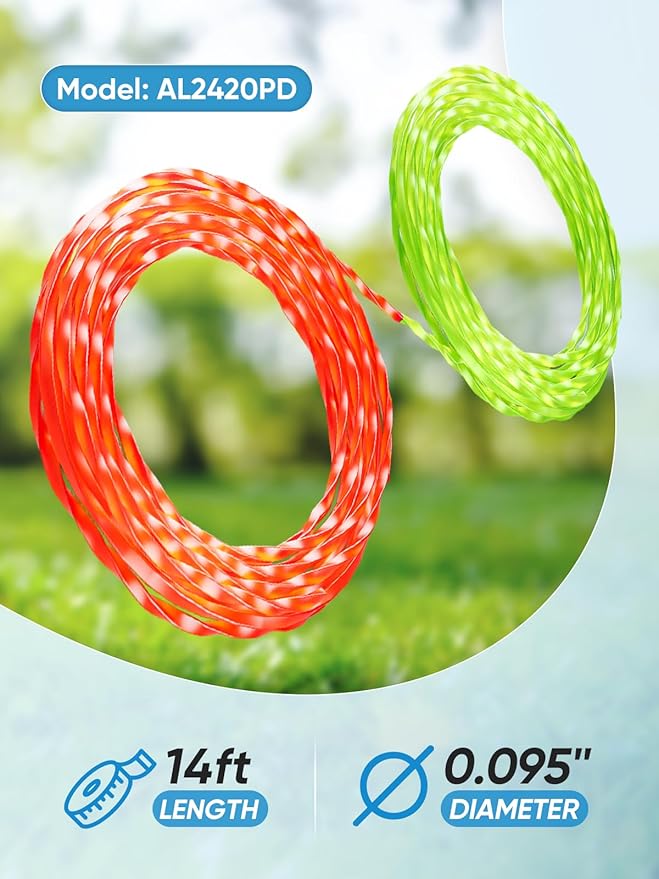 Eventronic 4 Pack AL2420PD Replacement Twisted Trimmer Line Compatible with All EGO 15-Inch String Trimmers Weed Eater, Dual Color Pre-Cut 0.095" 56Ft Weed Wacker String line for EGO Trimmers String