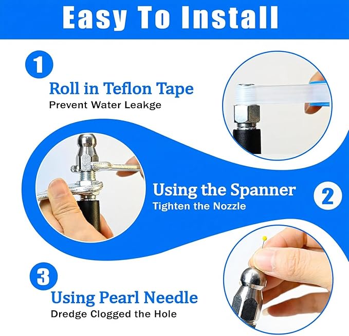 Sewer Jetter Kit for Pressure Washer 100FT, 5800PSI Water Jet Drain Cleaner Hose with 4 Sewer Jetting Nozzles, 1/4 Inch NPT Corner, Waterproof Tape and Handle Strap