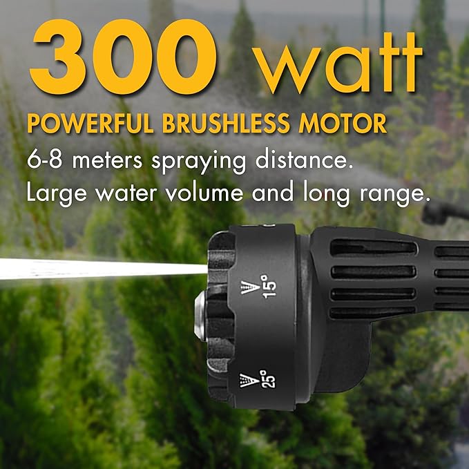 Wagan EL6312 Cordless Power Pressure Washer with 6-in-1 Long Nozzle 970PSI Portable Power Washer with 2 Rechargeable 3.0Ah Batteries Using for Car, Garden, Floor Cleaning
