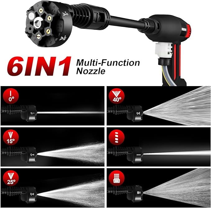Cordless Pressure Washer with Faucet & Garden Hose Connector, 2 X 5.0AH Batteries, 2000PSI MAX Portable Pressure Washer with Brushless Motor, 4 Speed Adjustment LCD Touch Screen, 6-in-1 Nozzle