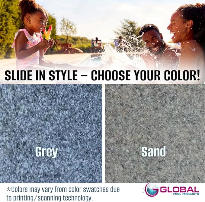 Global Pool Products Splash Inground Swimming Pool Water Slide Deck Mounted Right Curve Turn Grey GPPSSP-Grey-R