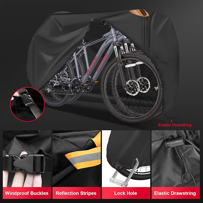 Zettum Bike Cover for 2 Bikes - Outdoor Bike Covers for Stationary 2 Bikes Heavy Duty & Waterproof, 600D Bicycle Covers for 2 eBike, Mountain Bike, Road Bike, Hybrid Bike, Beach Cruiser Bike Storage