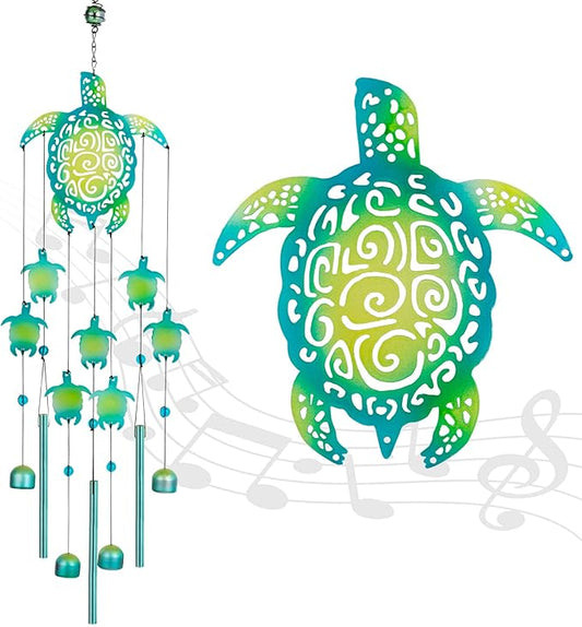 Sea Turtle Wind Chimes - Memorial Gift for Mom, Outdoor Garden Decor, Turtle Lover Gift