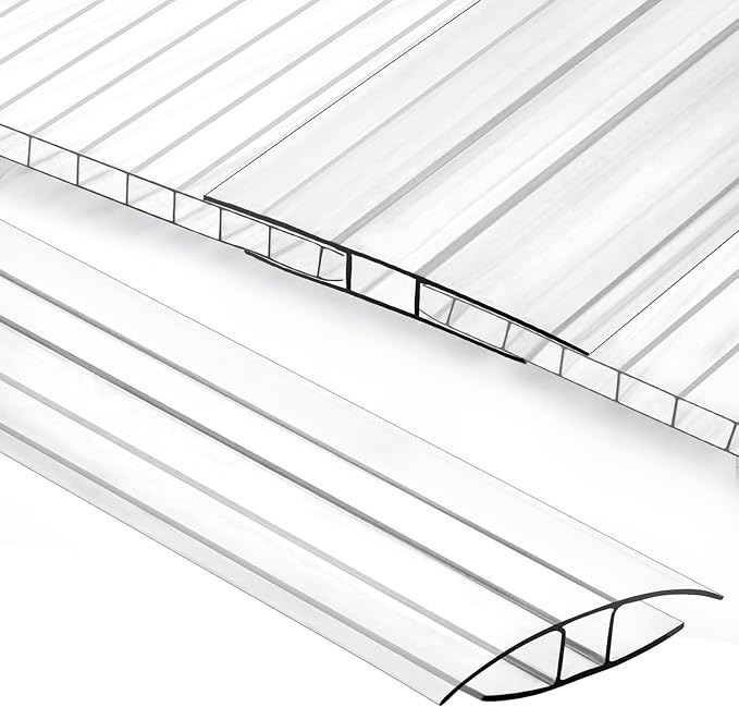 Polycarbonate Greenhouse Panel Connectors – 20 Packs, 4FT H Connectors Fits 4 or 6 MM Panels, UV-Resistant Greenhouse Joining Strips for DIY Garden Greenhouses and Cold Frames
