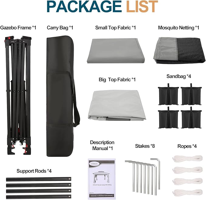 COBIZI 10x10 Pop Up Gazebos on Clearance 11x11 Canopy Tent Easy Up Outdoor Gazebo Waterproof Portable Gazebo with Mosquito Nettings, Double Vented Roof and Carry Bag for Patio Garden Lawn(Gray)