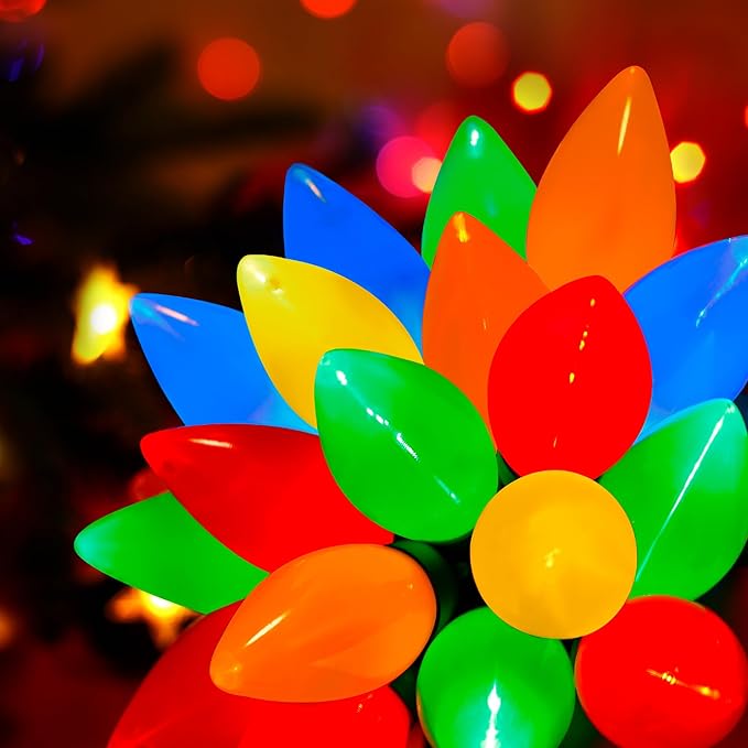 HAYATA C9 Big Bulbs Classic Christmas Lights 100 LED 64ft Strawberry String Light - Fairy Lighting for Outdoor, Indoor (Multi Color - 100LED)