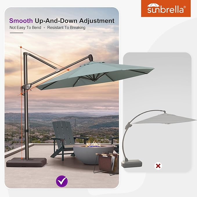 PURPLE LEAF 10FT Cantilever Patio Umbrella with 360-degree Rotation Aluminum Round Outdoor Offset Hanging Umbrella for Patio Pool, Sprout Green