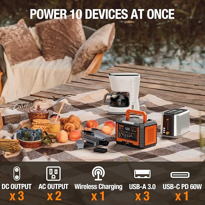 EBL Portable Power Station 500, 519.4Wh Outdoor Solar Generator with 110V/500W AC Outlet for Home Use, Emergency Backup, Camping