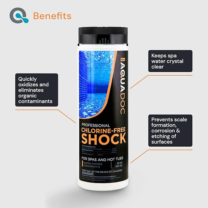 Non-Chlorine Spa Shock for Hot tub - Chlorine Free Tub Treatment & Enhanced to Assist Bromine Suitable Oxidizer Oxidizing by AquaDoc