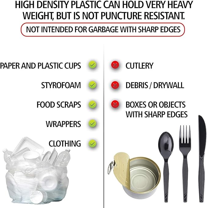 Aluf Plastics High Density Trash Bags, 55 Gallon, 800 Count, 17 Micron (eq), 36" x 60", Clear, for Bathroom, Office, Industrial, Commercial, Janitorial, Municipal, Recycling