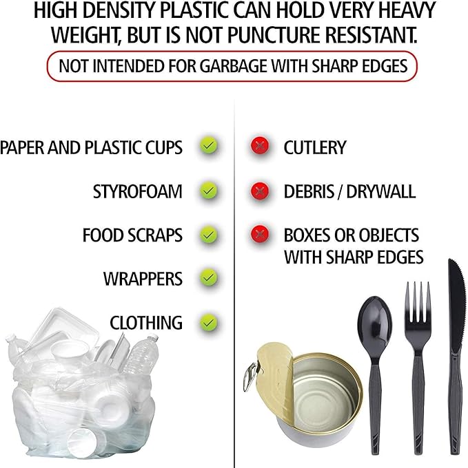 Aluf Plastics High Density Trash Bags, 60 Gallon, 800 Count, 17 Micron (eq), 38" x 60", Clear, for Bathroom, Office, Industrial, Commercial, Janitorial, Municipal, Recycling
