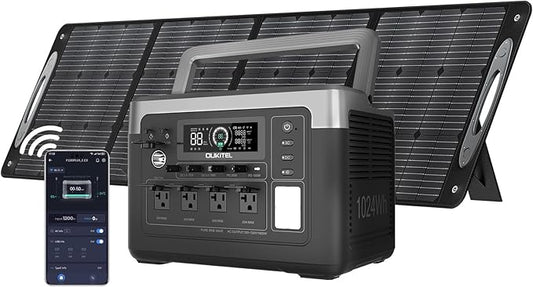 OUKITEL P1000 PLUS 1800W Power Station with 200W Solar Panel（Peak 3600W）, 1024Wh Solar Generator 1200W Fast Charging APP Control Emergency LiFePO4 Battery for Home Backup Camping RVs