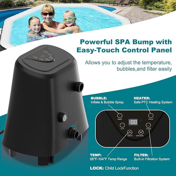75" X 75" X 25" Hottub, 4-6 Person Inflatable Hot Tub, Portable Blow Up Hot Tub Octagonal Portable Outdoor Spa with 130 Bubble Jets and Heater Pump, Filter