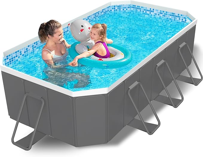 122" Non-Inflatable Foldable Swimming Pool for Family, Portable Above Ground Pool for Adults & Kids, Easy Setup for Outdoor, Backyard, Garden, Camping - Durable PVC(122"×65"×20", Pro)