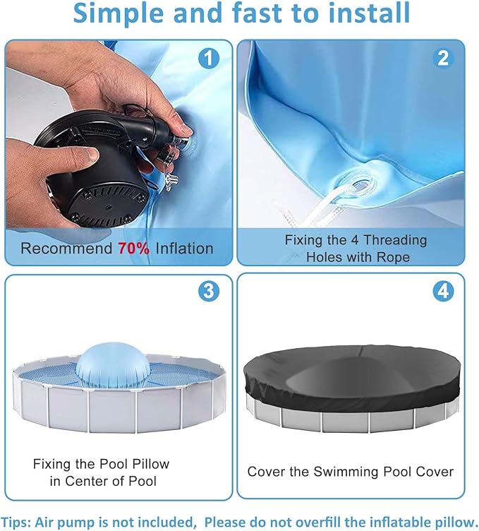 6ft Pool Pillows for Above Ground Pools, Heavy Duty Swimming Pool Air Pillow 0.3mm Thickened Pool Closing Winter Kit Pool Cover Float Balloon with String Repair Tape for Winterizing Ice Equalizer
