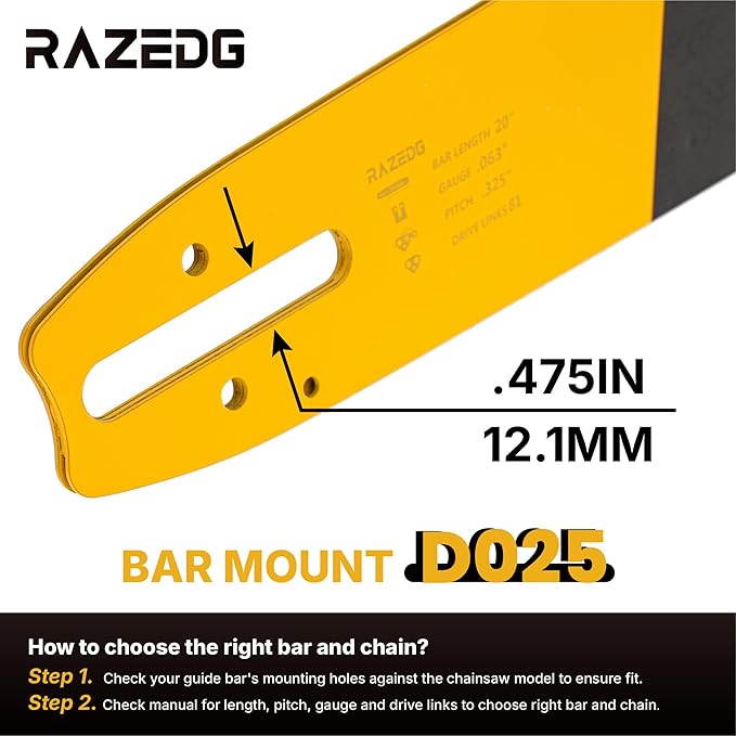 20 Inch Chainsaw Bar and Chain Combo, .325" Pitch, 063" Gauge, 81 Drive Links Fits Stihl MS290 MS271 MS291 MS261 MS270 MS280 024 026 028 029 030 036 039 and More (1 Bar + 3 Chains)