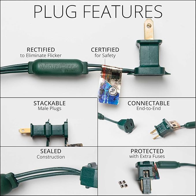 C9 Red and Green Christmas Lights Set of 24, 16.3 Ft, LED String Lights C9 Christmas Lights Red-Green Indoor-Outdoor LED Christmas Lights, IOS-4-24