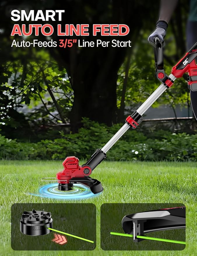 Cordless Weed Wacker, for Milwaukee M18 Battery, 3 IN 1 Battery Powered Weed Eater & Edger & Mower with Auto Line Feed, 20000 RPM 12 Inch Brushless Grass Trimmer, 6 Line Spools String Trimmer for Lawn