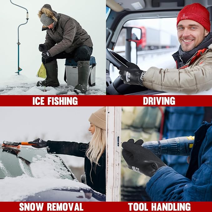 HANDLANDY Waterproof Work Gloves for Cold Weather, Insulated Winter Freezer Work Gloves with Grip for Men & Women