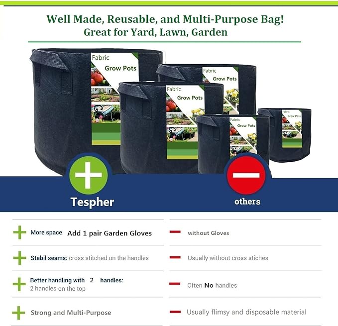 3-Pack 30 Gallon Thickened Plant Grow Bags Large (24x16 in) Heavy Duty Garden Bag Fabric Plant Pots for Tomato,Potato Planter,Flower Pots,Herbs Veggies Planting,Barrel Planter,Yard Waste Bag,Leaf Bags