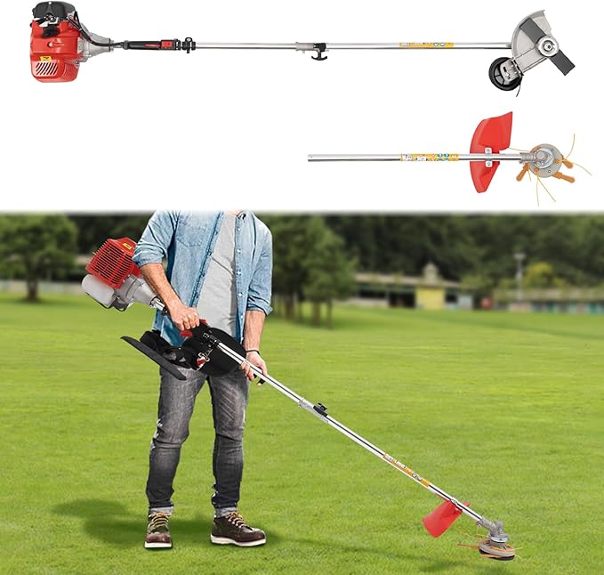 Weed Trimmer/Grass Cutter/Lawn Edger, 43CC 1.25KW 8500r Single Cylinder Air Cooled 2-Cycle Gasoline Engine for Weed, Brush