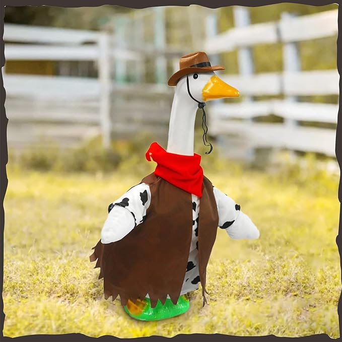 Porch Goose Outfits for 23” High Plastic Goose Cowboy Outfits Clothes for Cement Goose for Indoor Outdoor Garden Yard Lawn Patio Art Decor
