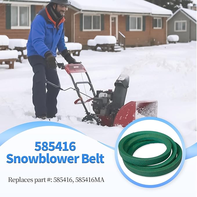 2 Pack 585416MA 585416 Snow Thrower Auger Belt for Murray 1695425 Craftsman MTD 754-0275 954-0275 954-0282 Snowblower (1/2" x 38 3/8")
