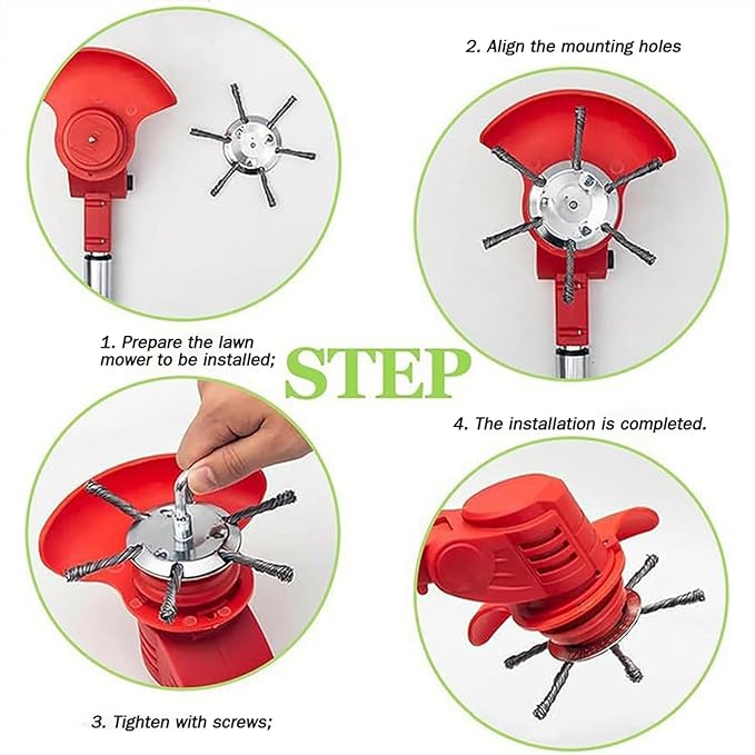 New Steel Wire Model Weed Wacker Head, Steel Wire Grass Weed Eater Blades, Universal Steel Wire Weed Grass Trimmer Blade Remover Tool for Electric Battery Powered String Trimme (1, 6 Blades)