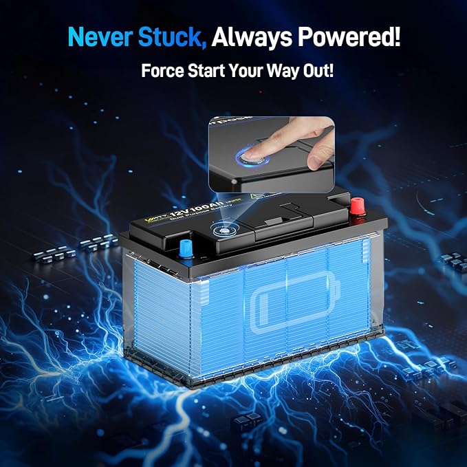 Wattcycle 12V 100Ah Marine Starting LiFePO4 Battery Bluetooth, [Cranking &Deep Cycle] Lithium Battery with Self-Heating, Built-in 200A BMS, Perfect for Trolling Motor, RV, Marine, Boat