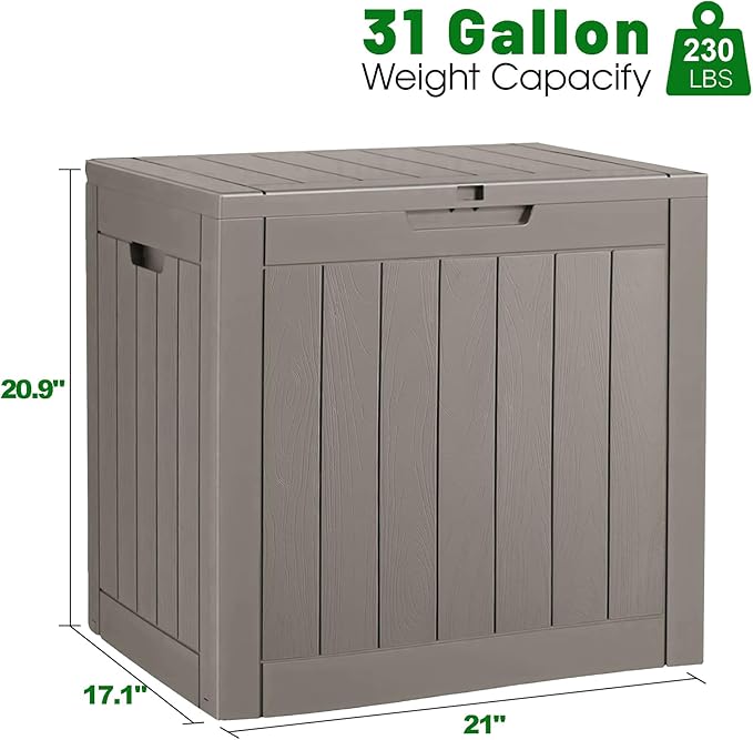 Outdoor Storage Box,2 Packs 31 Gallon Deck Box, Large Resin Storage Cabinet for Gardening Tools, Patio Pillow, Lockable, Waterproof and UV Resistant