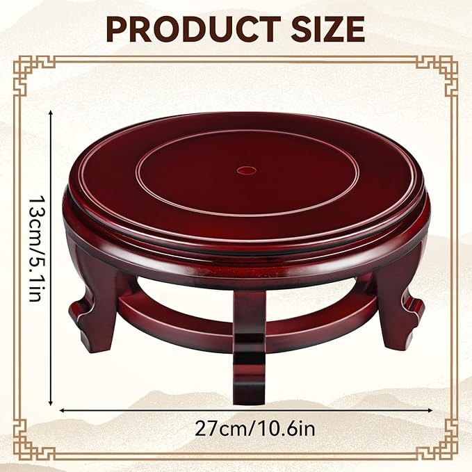 Yoiemivy 10 Inch Wooden Plant Stand Indoor Flower Pot Base Vase Display Shelf Chinese Fishbowl Planter Stands for Display Oriental Style Plant Pot Pedestal Stand