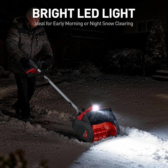 12" Cordless Snow Shovel Compatible with Milwaukee 18V Battery (Tool Only), Brushless Electric Snow Blower Thrower, LED Light, Ergonomic, for Driveway, Sidewalk, Walkway, Deck