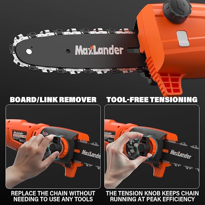 MAXLANDER 8-Inch Electric Pole Saw Corded - 6 Amp Pole Saws for Tree Trimming, 15-Feet MAX Reach Pole Saw, 31ft/s Cutting Speed - Easy Tree Trimming & Tool-Free Setup