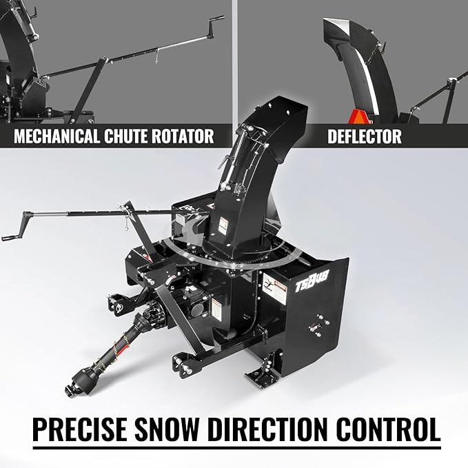 48" 3 Point PTO Snow Blower 24" Impeller Diameter 360° Snow Chute (PTO Shaft Included with Slip Clutch), 20-45 HP, Model TSB48