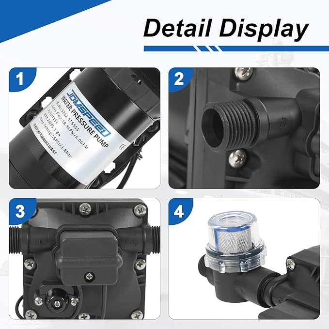 5.0 GPM 115V AC 55 PSI Revolution Water Pump with Pressure Switch Compatible with Camper, RV, Shower, Sprayer