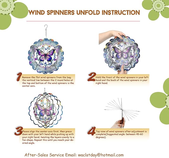 Wind Spinners Outdoor Hummingbird Decorations - Birthday Gifts for Women Mom Grandma, Hanging 12 inch 3D Sculptures for Garden Decor for Outside, Patio, Yard