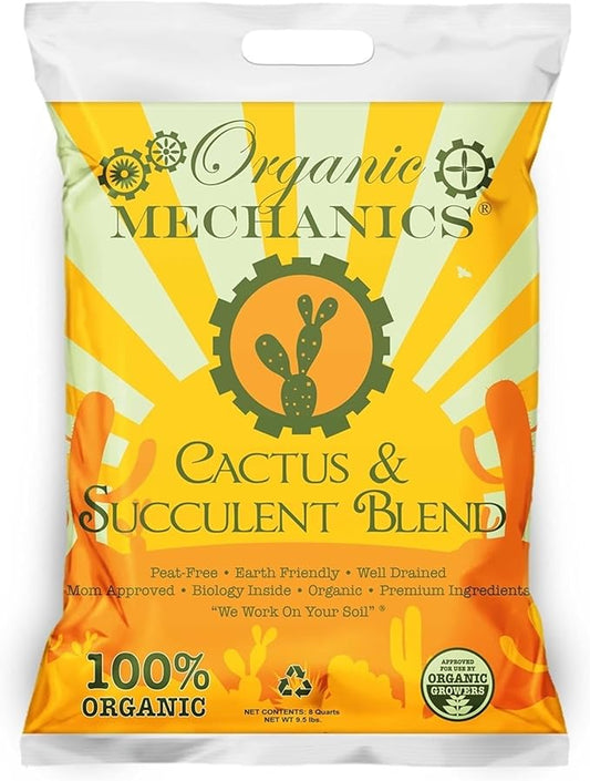 Cactus and Succulent Blend Potting Soil, 8 Quarts – Enhances Root Growth & Water Drainage with Biochar, Rice Hulls, and Worm Castings - Peat-Free, Eco-Friendly & Locally Sourced
