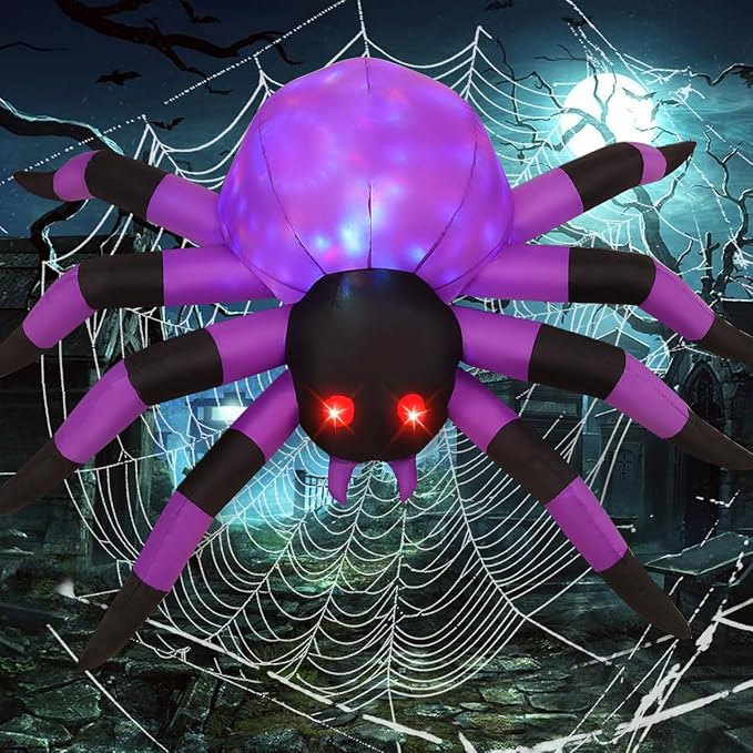 GOOSH 6.7 FT Width Halloween Inflatable Spider Outdoor Decoration with Magic Light, Blow Up Yard Inflatables Holiday Inflatables for Outdoor Yard Garden Lawn Decor