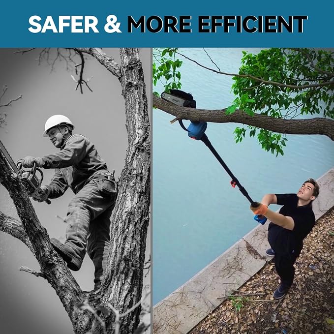 6 Inch Electric Pole Saw for Tree Trimming, 2-in-1 Cordless Mini Chainsaw for Garden Yard Wood Cutting Lightweight with Dual Batteries for Women