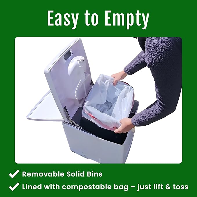 Cuddy Lite Portable Compost Toilet – for Camping, RVs, Campervans, Boats & Tiny Houses – LED Full Indicator, Liquid-Diverting, Separating, Solids Cover, Easy Clean – Portable & Compact