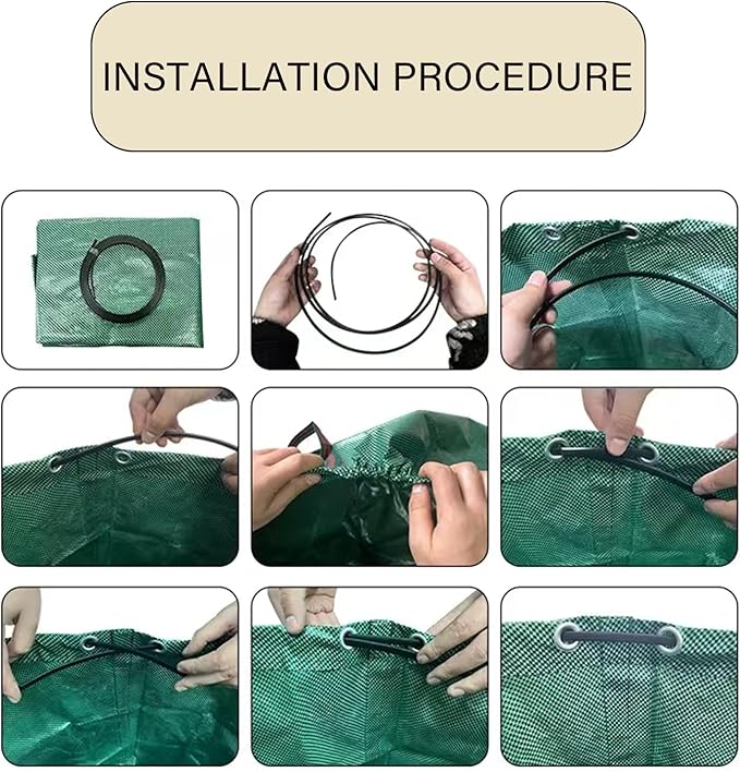 Garden Bags for Leaves, Leaf Bags Reusable Zippered Top with Yard Leaf Collector Bag Heavy Duty with 4 Handles Garden Leaf Bag Leaf Collector Come with Gloves (80Gallon)