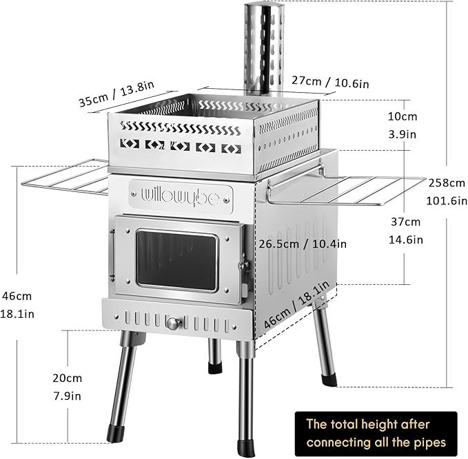 WILLOWYBE Portale Outdoor Sauna Set with Sauna Tent, Sauna Wood Stove for Dry Sauna, Cooking for Family and Friends